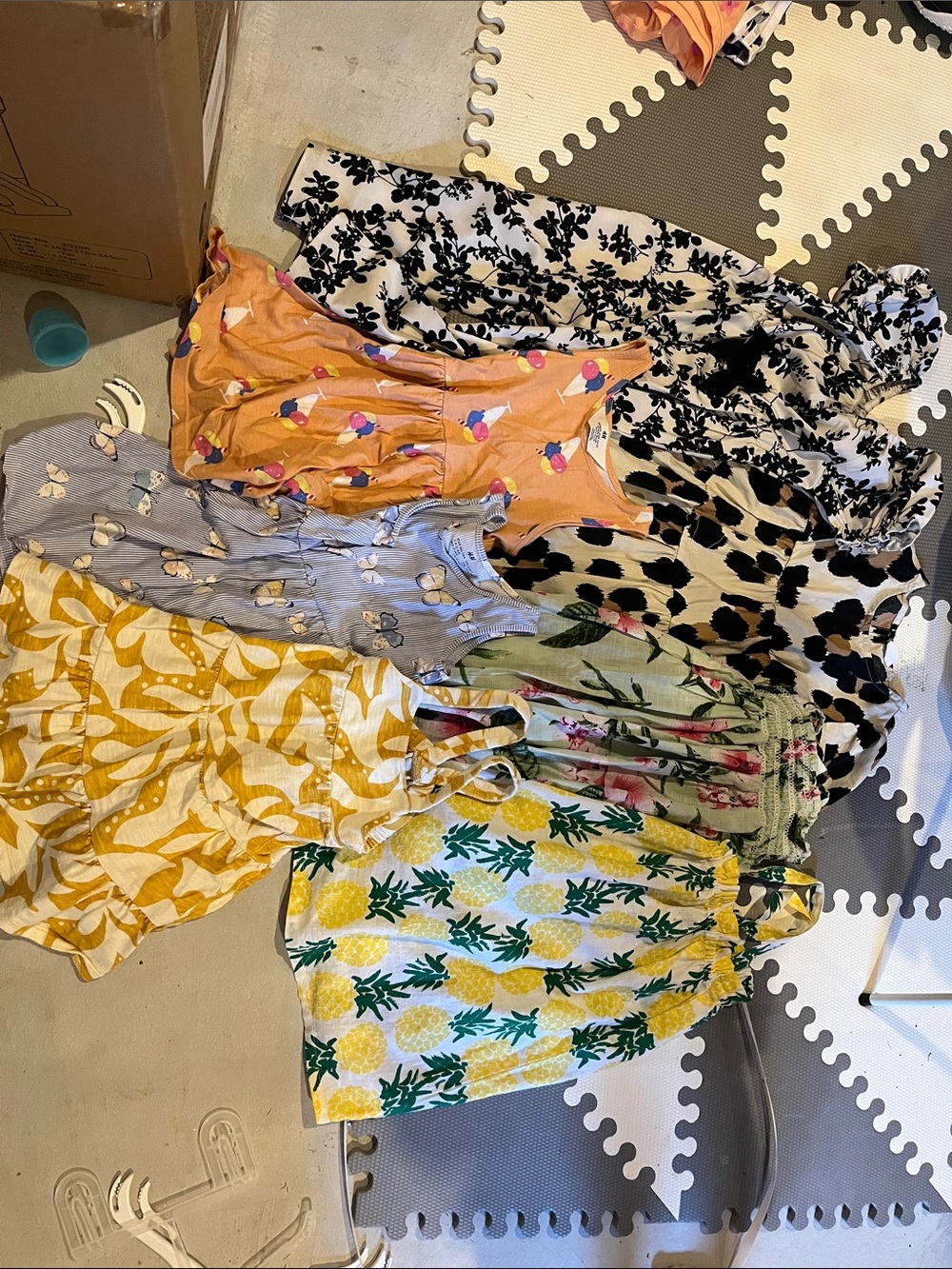Girls' Yellow Pineapple Print Summer Dress - Unbranded